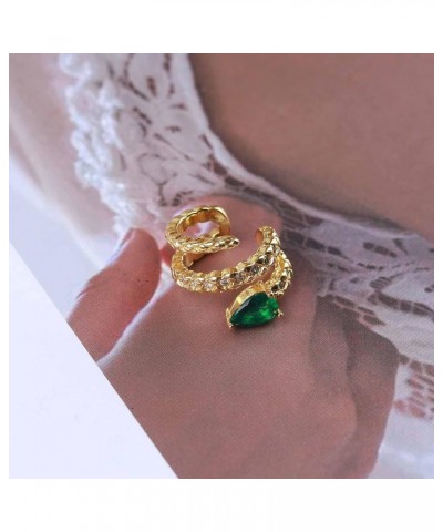 Vintage Crystal Snake Ear Cuff Earrings Cz Emerald Snake Cartilage Cuff Earrings Gold Snake Cuff Wrap Earrings Non Pierced Cl...