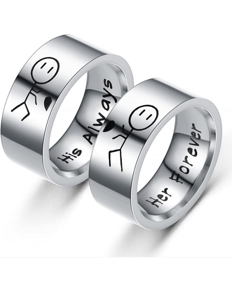 1/2PCS 6mm/8mm Couple Rings,Silver/Black Stainless Steel Promise Friendship Rings for Couples Best Friends,Also As Engagement...