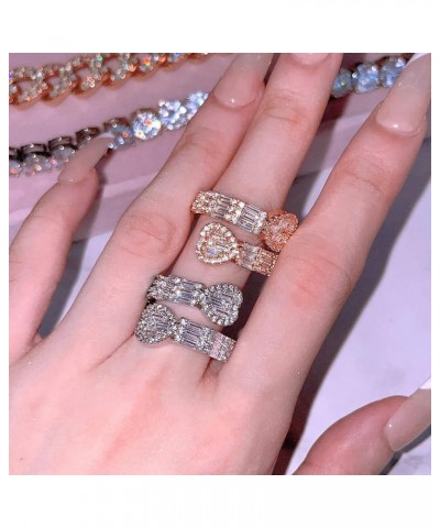 Gold Heart Rings for Women Bling Iced Out Rings Cubic Zirconia Diamond Ring Men Women Rhinestone Ring Engagement Wedding Prom...