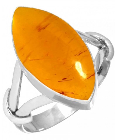 925 Sterling Silver Handmade Ring for Women 8x16 Marquoise Gemstone Costume Silver Jewelry for Gift (99137_R) Amber $20.34 Rings