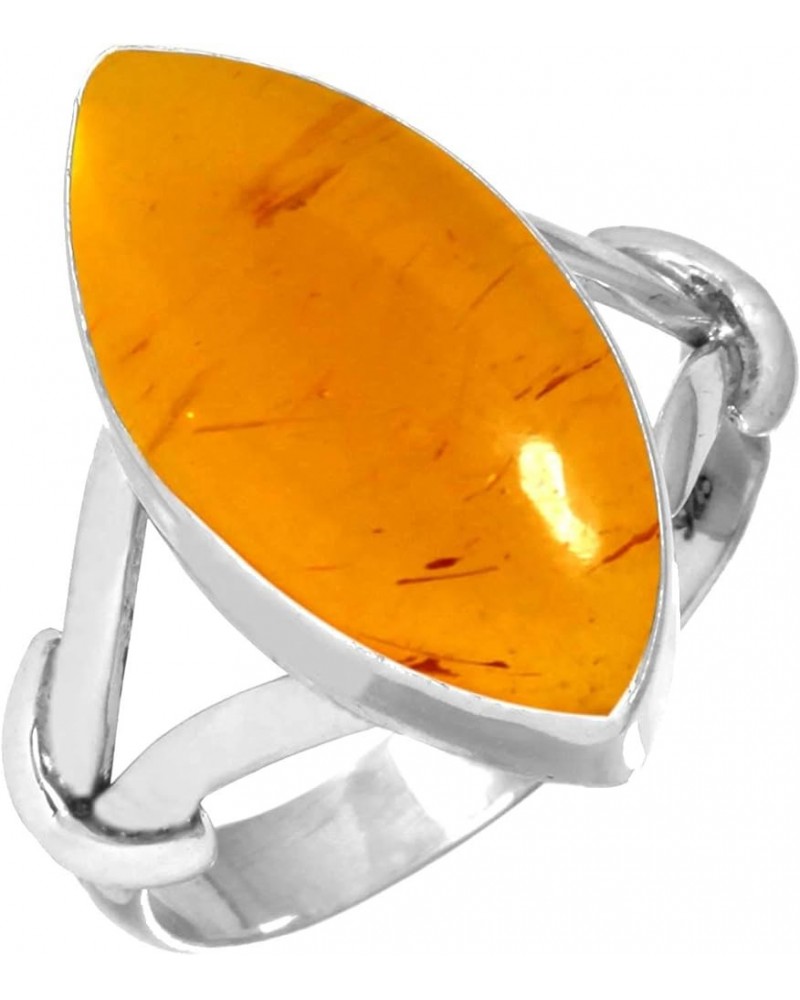 925 Sterling Silver Handmade Ring for Women 8x16 Marquoise Gemstone Costume Silver Jewelry for Gift (99137_R) Amber $20.34 Rings