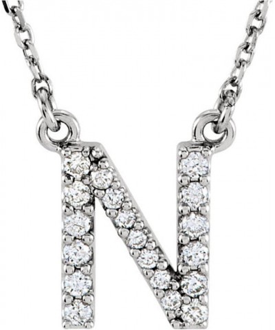 0.12 Carat (ctw) 14K Diamond Uppercase Letter 'A' to 'Z' Initial Pendant (Silver Chain Included), White Gold N $56.45 Necklaces