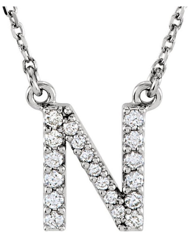 0.12 Carat (ctw) 14K Diamond Uppercase Letter 'A' to 'Z' Initial Pendant (Silver Chain Included), White Gold N $56.45 Necklaces