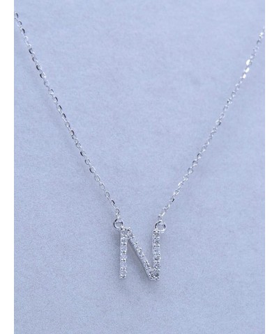 0.12 Carat (ctw) 14K Diamond Uppercase Letter 'A' to 'Z' Initial Pendant (Silver Chain Included), White Gold N $56.45 Necklaces