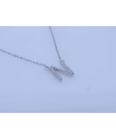 0.12 Carat (ctw) 14K Diamond Uppercase Letter 'A' to 'Z' Initial Pendant (Silver Chain Included), White Gold N $56.45 Necklaces