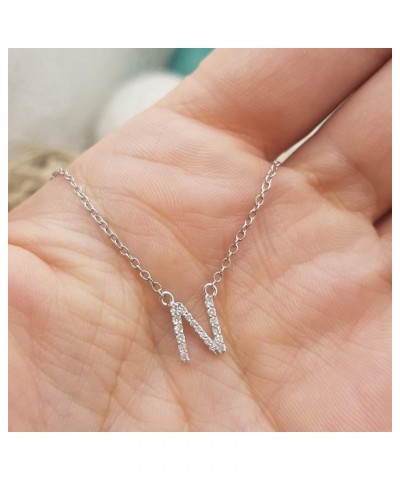 0.12 Carat (ctw) 14K Diamond Uppercase Letter 'A' to 'Z' Initial Pendant (Silver Chain Included), White Gold N $56.45 Necklaces