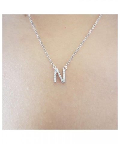 0.12 Carat (ctw) 14K Diamond Uppercase Letter 'A' to 'Z' Initial Pendant (Silver Chain Included), White Gold N $56.45 Necklaces