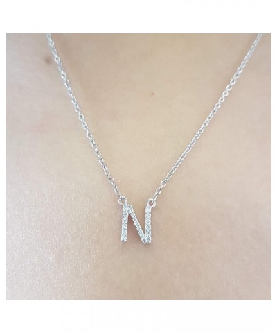 0.12 Carat (ctw) 14K Diamond Uppercase Letter 'A' to 'Z' Initial Pendant (Silver Chain Included), White Gold N $56.45 Necklaces