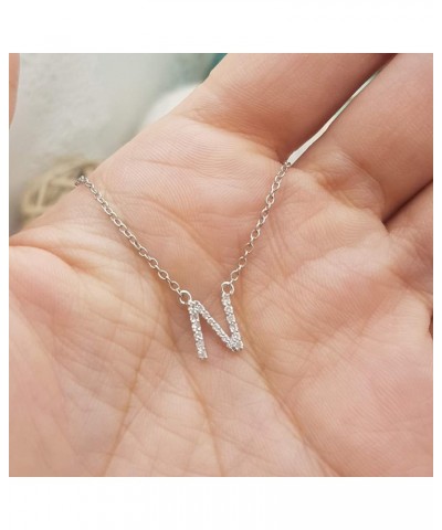 0.12 Carat (ctw) 14K Diamond Uppercase Letter 'A' to 'Z' Initial Pendant (Silver Chain Included), White Gold N $56.45 Necklaces