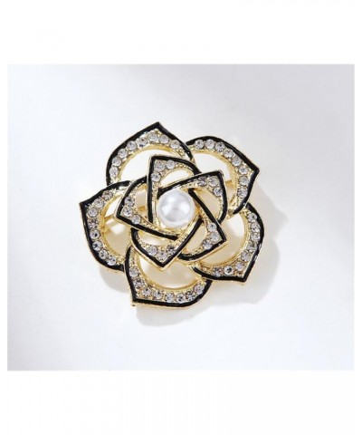 Elegant Camellia Brooch Pin Crystal Flower Bouquet Brooch Lapel Pins Corsage Cardigan Sweater Coat Pin Cloth Dress Accessorie...