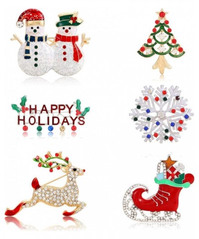 9 Pieces Christmas Brooch Pin Set for Women Christmas Pins Christmas Brooch Snowman Boots Reindeer Bow Gift Box Xmas Tree Car...