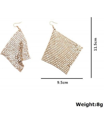 Trendy Colorful Sequin Metal Mesh Grid Sequins Tassel Long Drop Dangle Earrings for Women black $7.40 Earrings