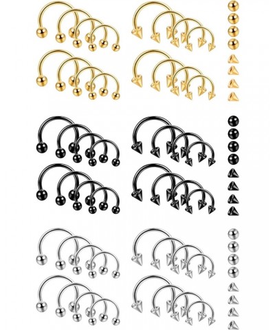 48Pcs Septum Rings 16G Septum Jewelry Horseshoe Septum Ring Stainless Steel Septum Piercing Jewelry Eyebrow Tragus Daith Heli...