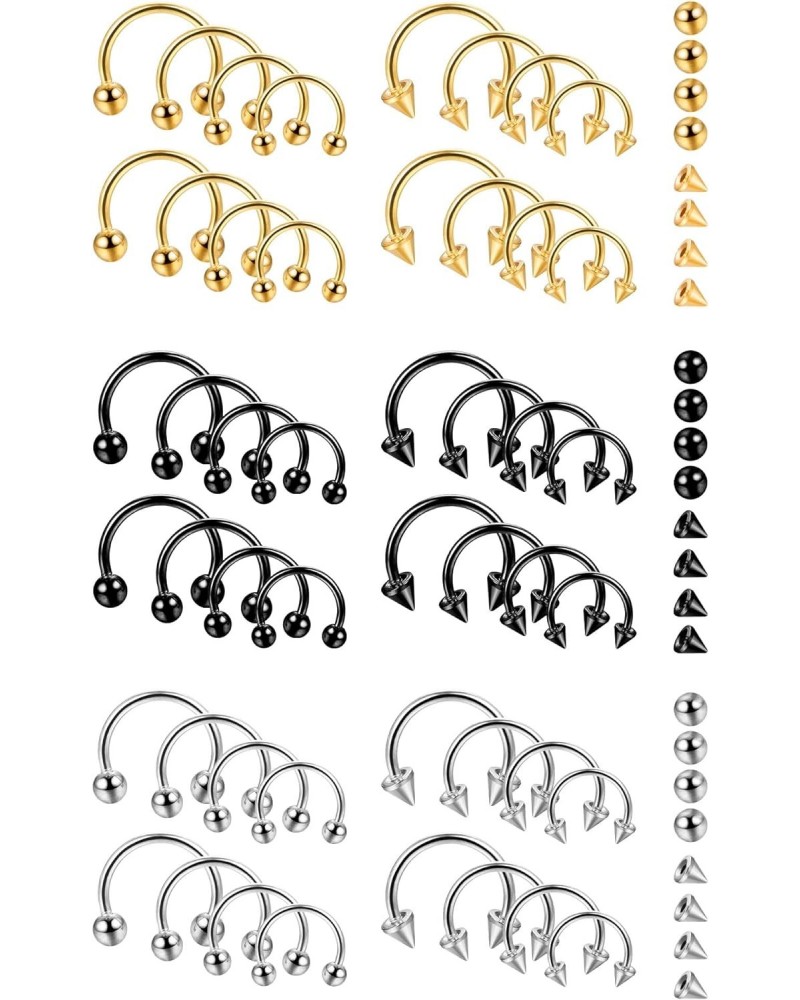 48Pcs Septum Rings 16G Septum Jewelry Horseshoe Septum Ring Stainless Steel Septum Piercing Jewelry Eyebrow Tragus Daith Heli...