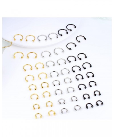 48Pcs Septum Rings 16G Septum Jewelry Horseshoe Septum Ring Stainless Steel Septum Piercing Jewelry Eyebrow Tragus Daith Heli...