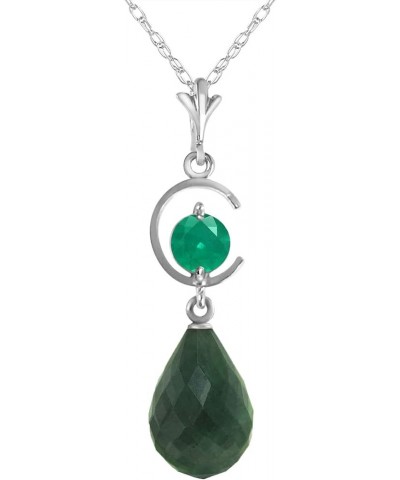 14K Solid Gold Necklace with Natural Emeralds White Gold 14.0 Inches $111.74 Necklaces