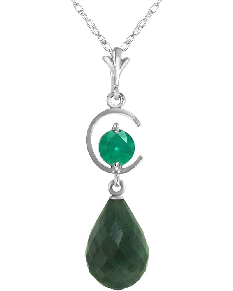 14K Solid Gold Necklace with Natural Emeralds White Gold 14.0 Inches $111.74 Necklaces