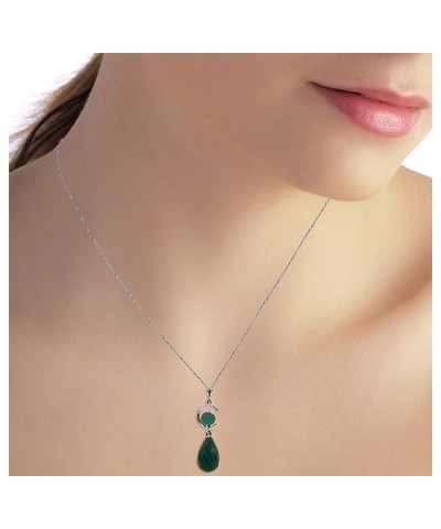 14K Solid Gold Necklace with Natural Emeralds White Gold 14.0 Inches $111.74 Necklaces