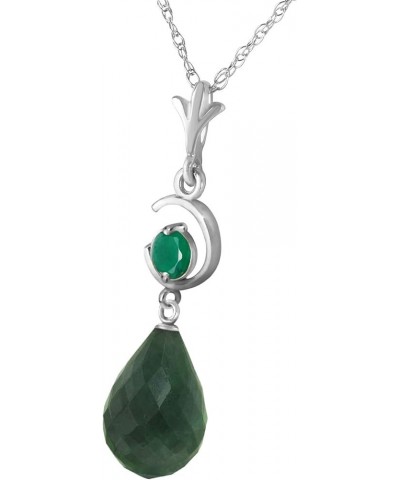 14K Solid Gold Necklace with Natural Emeralds White Gold 14.0 Inches $111.74 Necklaces