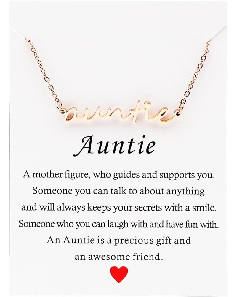 Auntie Letter Necklace Name Necklace for Aunt New Aunt Gift Auntie Gift from Niece Nephew Aunt Necklace with Message Gift Car...