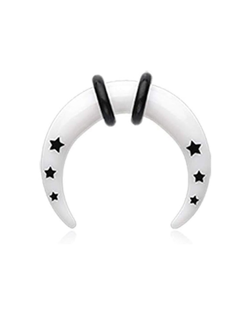 Falling Stars Acrylic Ear Gauge Buffalo Taper 4 GA (5mm), White $9.68 Body Jewelry