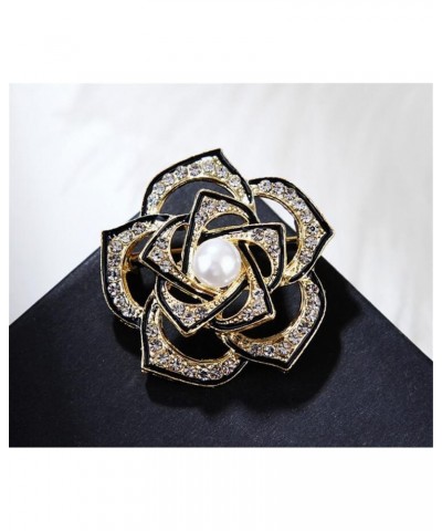 Elegant Camellia Brooch Pin Crystal Flower Bouquet Brooch Lapel Pins Corsage Cardigan Sweater Coat Pin Cloth Dress Accessorie...