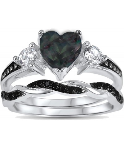 His Hers Wedding Ring Set TRIO 3 PCS Simulated Black Topaz Bridal Set Silver Black Titanium Him Her Her 6 - His 10 $49.39 Sets