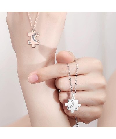 Puzzle Matching Couples Necklace Diamond Encrusted Puzzle Necklaces Romantic Anniversary Valentine's Day Gift for Women Men G...