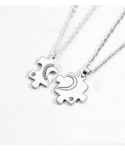 Puzzle Matching Couples Necklace Diamond Encrusted Puzzle Necklaces Romantic Anniversary Valentine's Day Gift for Women Men G...