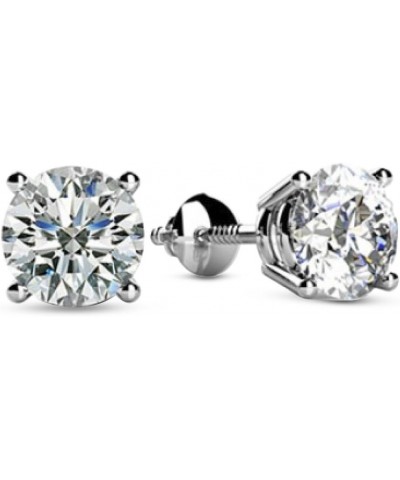 IGI Certified LAB-GROWN Round Diamond Earrings 4 Prong Screw Back Luxury Collection (D-E Color, VS1-VS2 Clarity) 5.0 Carat Pl...