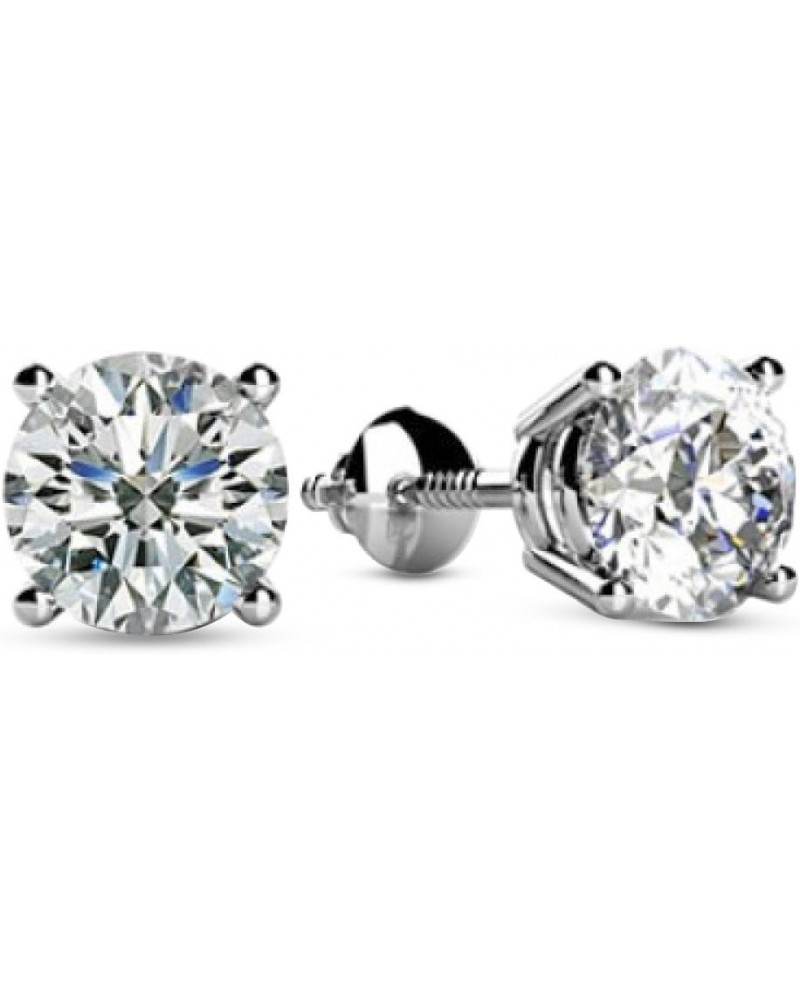 IGI Certified LAB-GROWN Round Diamond Earrings 4 Prong Screw Back Luxury Collection (D-E Color, VS1-VS2 Clarity) 5.0 Carat Pl...