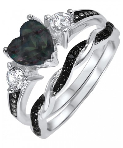 His Hers Wedding Ring Set TRIO 3 PCS Simulated Black Topaz Bridal Set Silver Black Titanium Him Her Her 6 - His 10 $49.39 Sets