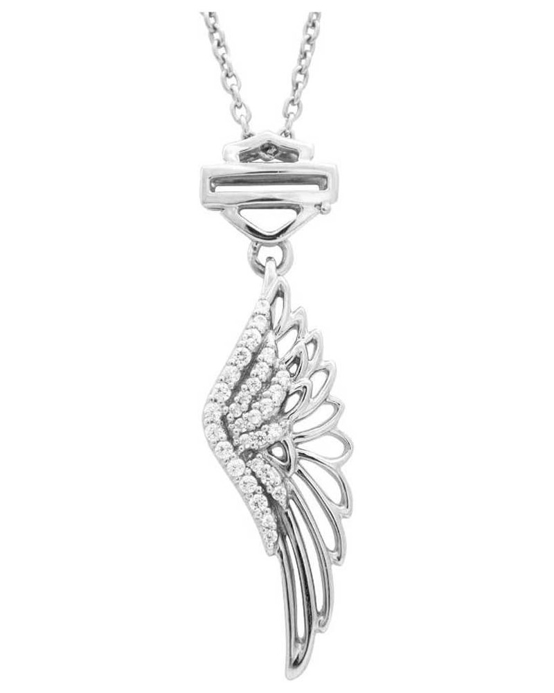 Harley-Davidson Womens Necklace, Bar & Shield Bling Wing Pendent, Silver HDN0289 $63.70 Necklaces