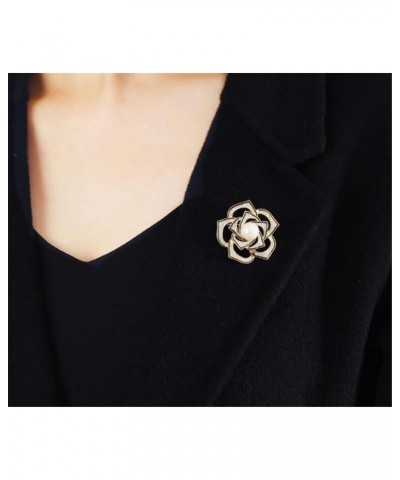 Elegant Camellia Brooch Pin Crystal Flower Bouquet Brooch Lapel Pins Corsage Cardigan Sweater Coat Pin Cloth Dress Accessorie...