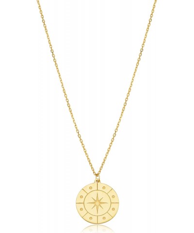 14k Yellow Gold Compass Disc Pendant Necklace (adjusts to 16 or 17 inch) $72.72 Necklaces