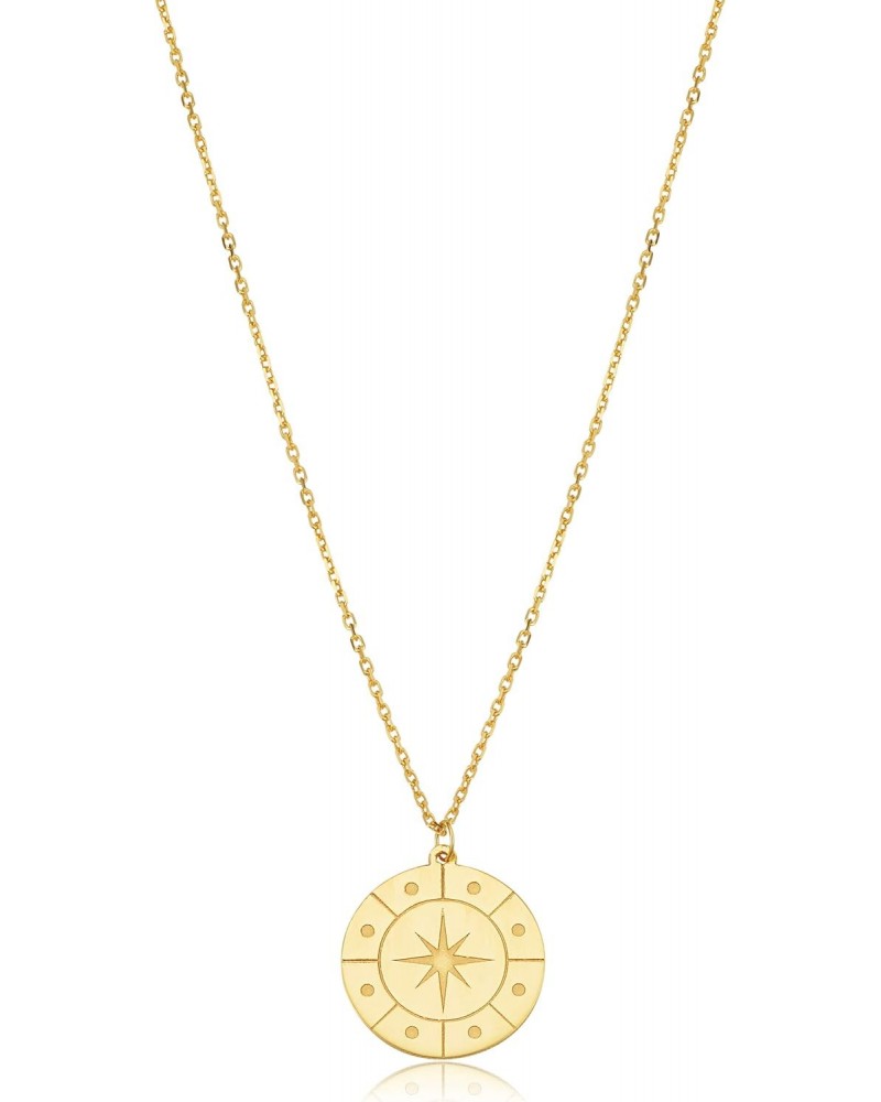 14k Yellow Gold Compass Disc Pendant Necklace (adjusts to 16 or 17 inch) $72.72 Necklaces