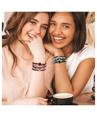 Boho Leather Wrap Bracelets for Women Cute Stackable Heart Summer Bracelets for Women Trendy 2024 Mothers Day Gifts B34:Fashi...