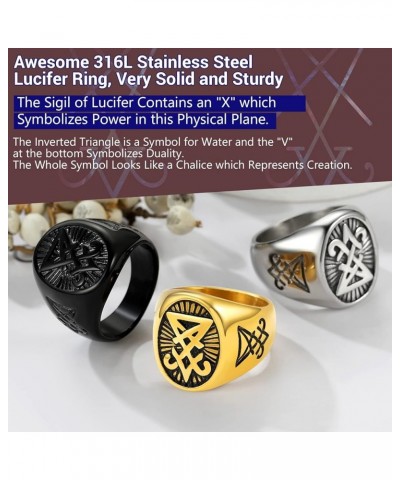 Unisex Satanic Gothic Jewelry, Cool Leviathan Cross Ring, Devil Lucifer Ring, 316L Stainless Steel Silver/Black/Gold Tone, Si...