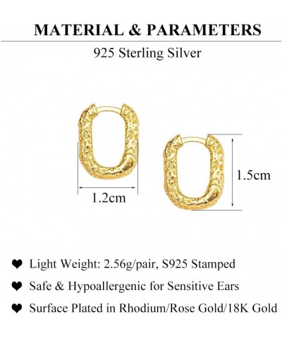 925 Sterling Silver U Hoop Earrings for Women Teen Girls Square Hoop Earrings Minimalist U Huggie Earrings B-Gold Plated $10....