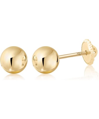 Gold Ball Stud Earrings for Women and Girls Screwback | 10k, 14k, 18k | White Yellow or Rose Gold | 3mm 4mm 5mm | Nickel Free...