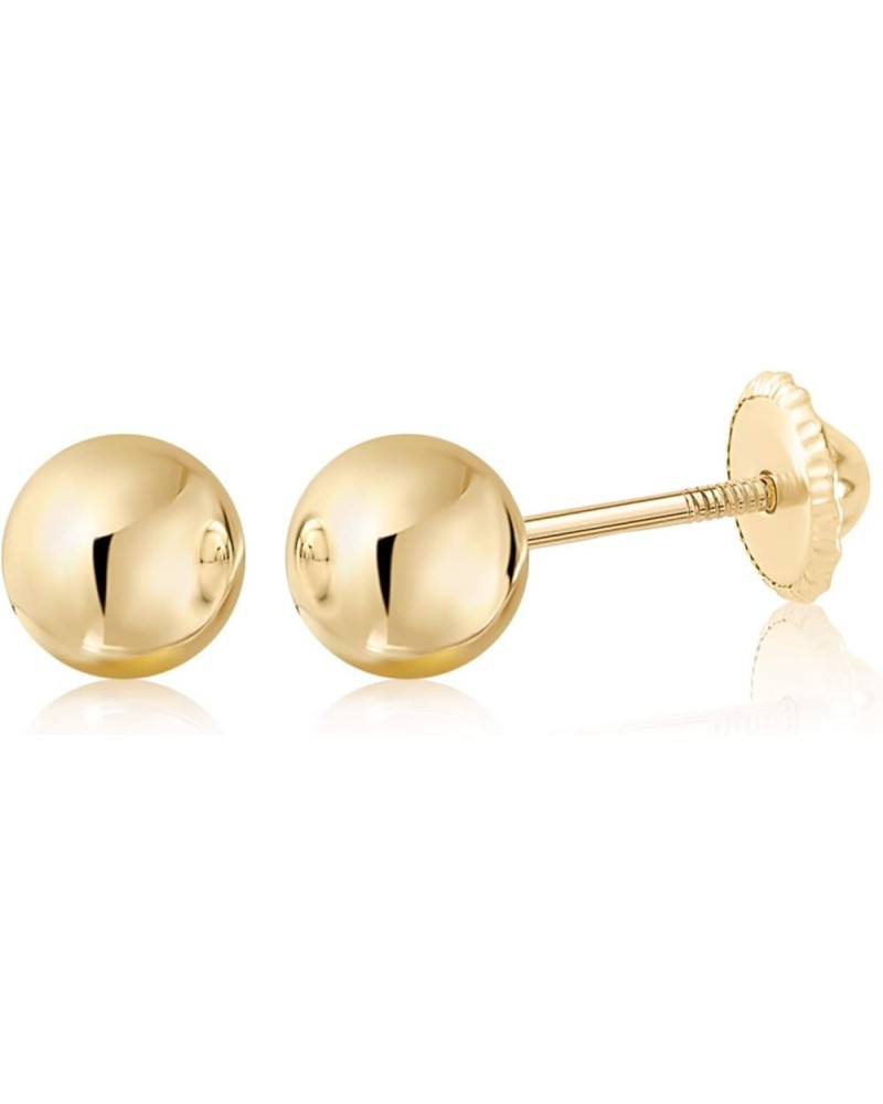 Gold Ball Stud Earrings for Women and Girls Screwback | 10k, 14k, 18k | White Yellow or Rose Gold | 3mm 4mm 5mm | Nickel Free...