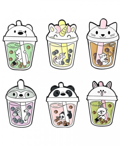 Cute Bubble Tea Enamel Lapel Pins Set / Cartoon Animal Brooches Badges for Clothing Bags Backpacks Jackets Hat Accessory Deco...