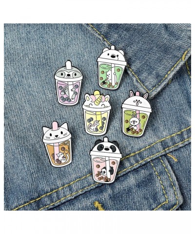 Cute Bubble Tea Enamel Lapel Pins Set / Cartoon Animal Brooches Badges for Clothing Bags Backpacks Jackets Hat Accessory Deco...