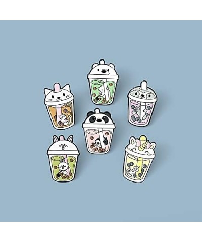 Cute Bubble Tea Enamel Lapel Pins Set / Cartoon Animal Brooches Badges for Clothing Bags Backpacks Jackets Hat Accessory Deco...