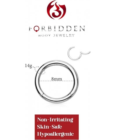 conch piercing jewelry, daith earrings, tragus hoop, 14g - 16g Titanium Hinged Seamless Body Piercing Hoop ring (Sold Individ...