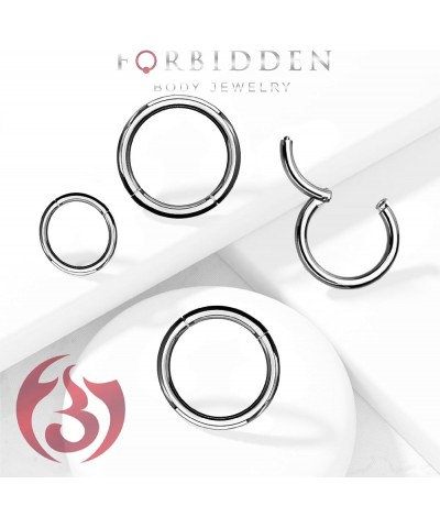 conch piercing jewelry, daith earrings, tragus hoop, 14g - 16g Titanium Hinged Seamless Body Piercing Hoop ring (Sold Individ...