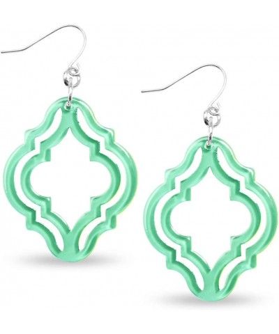 Colorful Acrylic Resin Earrings Imperial Lattice Drop Dangle Sratement Earrings for women Girls Silver/Mint $13.49 Earrings