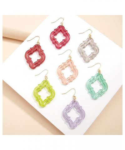 Colorful Acrylic Resin Earrings Imperial Lattice Drop Dangle Sratement Earrings for women Girls Silver/Mint $13.49 Earrings