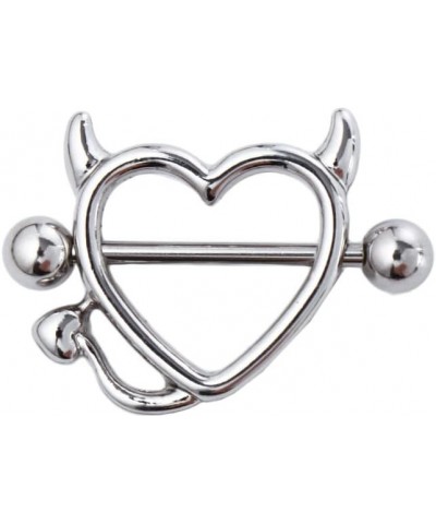 Nipple Piercing Personality Sexy Body Jewelry Girls Devil Women Heart Stainless Steel(Silver) Silver $3.92 Body Jewelry