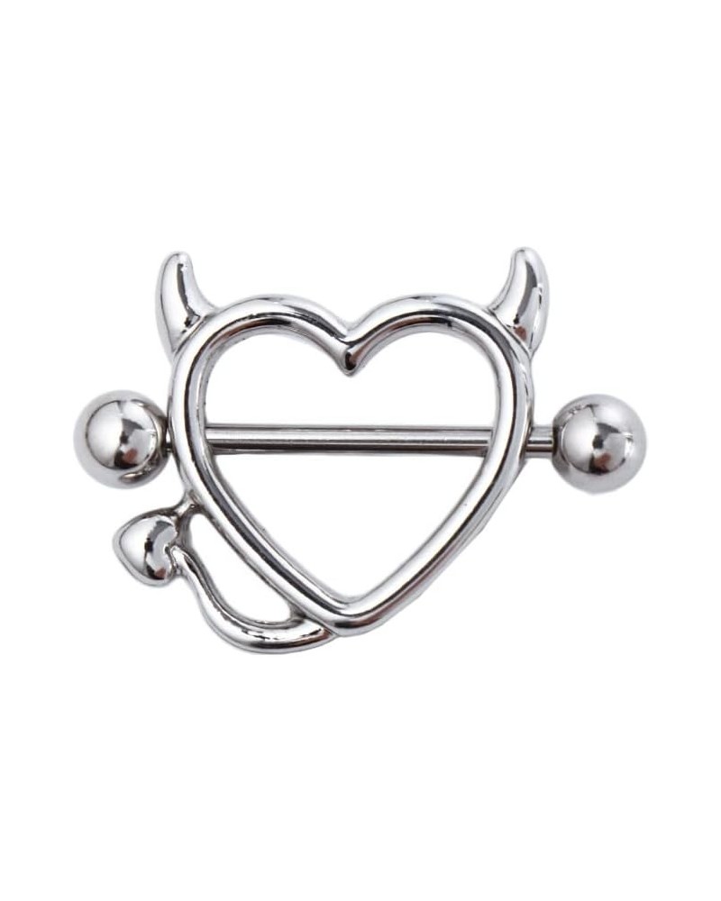 Nipple Piercing Personality Sexy Body Jewelry Girls Devil Women Heart Stainless Steel(Silver) Silver $3.92 Body Jewelry